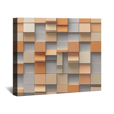 Beige Orange Squares Canvas Gallery Wrap in Many Sizes