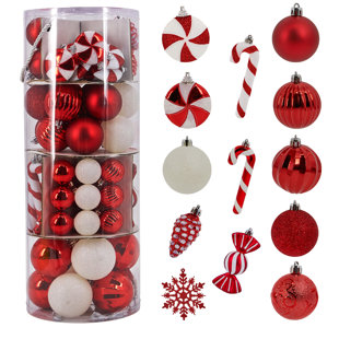 Miluhome Red Christmas Tree Ornaments set Assorted Shatterproof Hanging Balls Xmas Tree Decorations