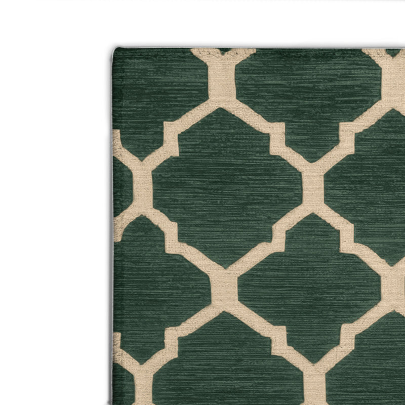 Trellis Green Indoor and Outdoor Area Rug, Rectangle 2' x 3'