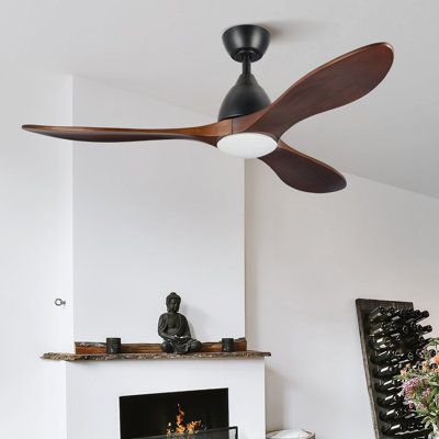  3-Blade Modern Farmhouse Smart LED Ceiling Fan with Dimmable Light in Dark Walnut