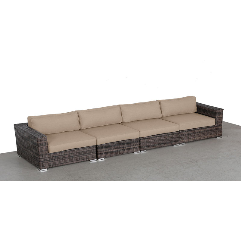Canapé de patio extérieur entièrement assemblé Demarest, Beige Sunbrella