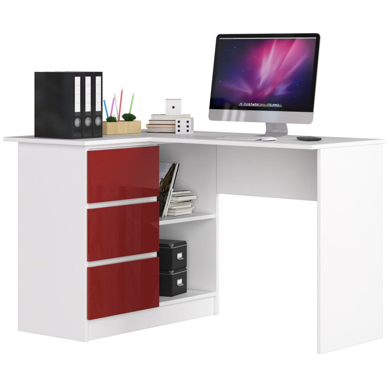 Theroux L-Shape Desk, Left, Red