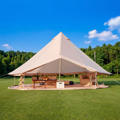 Waterproof Glamping Yurt Tent with Stove Jack, Lightweight Oxford Bell Tent for All-Season Family Camping