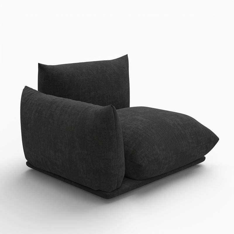Chaise rembourrée en tissu de chenille Minarik, Noir