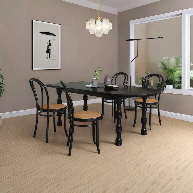 Black Free Form Solid Wood Dining Table, 29.5" H x 86.6" L x 35.4" W