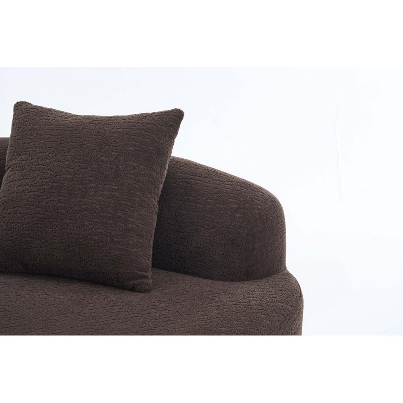 Canapé compact en chenille à double profondeur en S pour petits espaces, sans assemblage, Brun