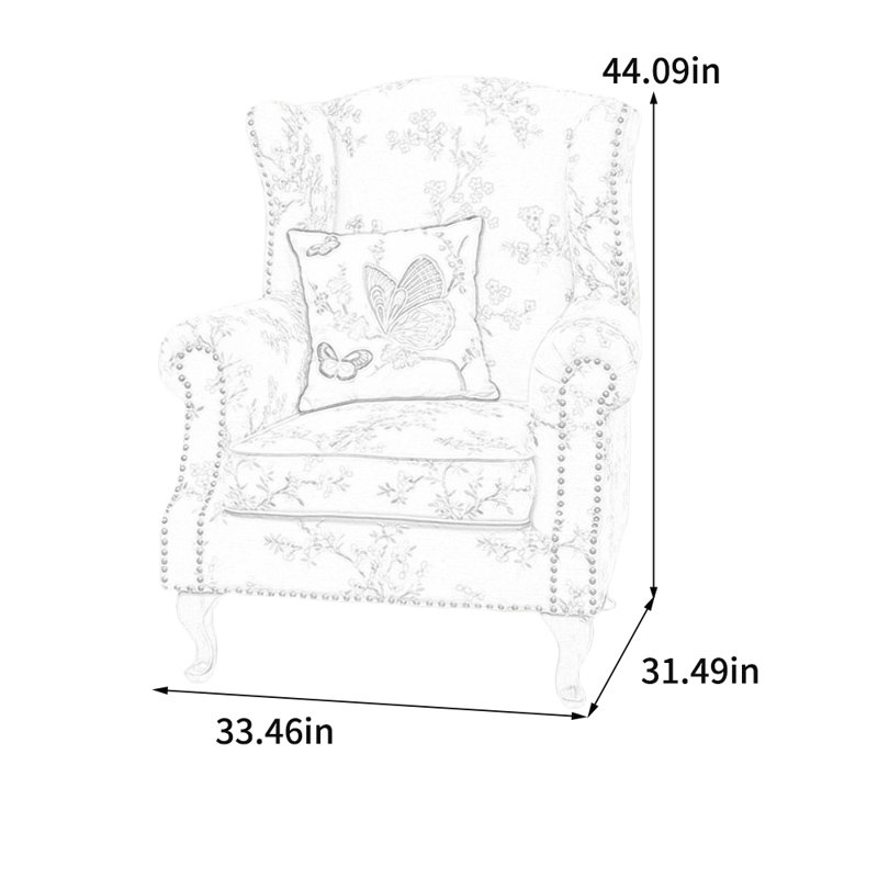 Chenille jacquard and studded recliner, Blue/White