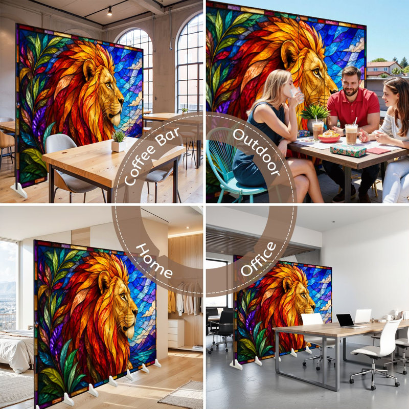 Cloison pliante 6 panneaux paravent Royal Lion Fiery Mane