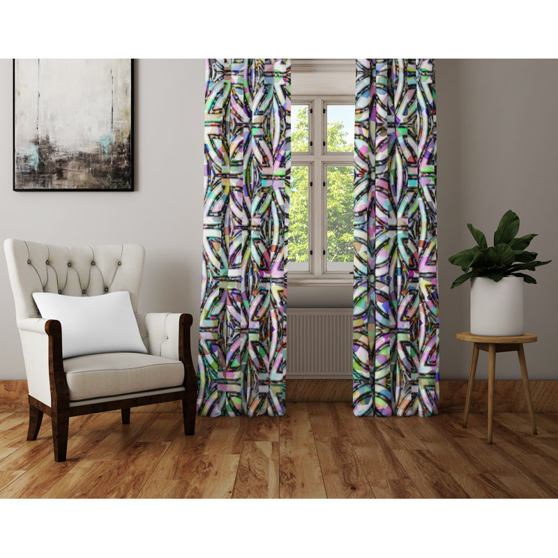 Panneaux de rideaux psychédéliques à motif floral, L 20 po x L 61 po