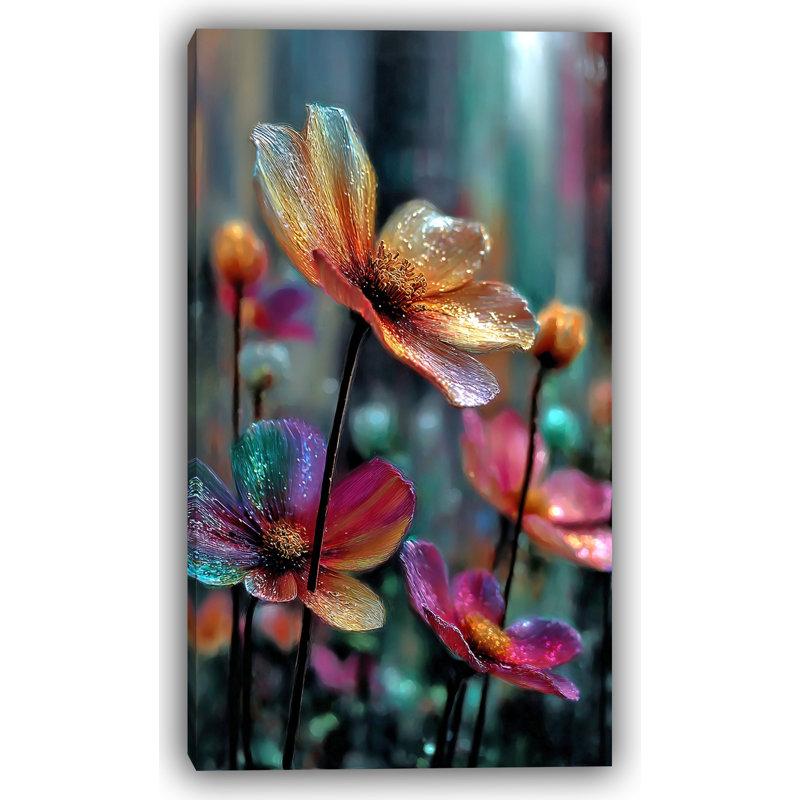 Radiant Cosmos - Cosmos, art mural sur toile florale, H 36 po x l 20 po