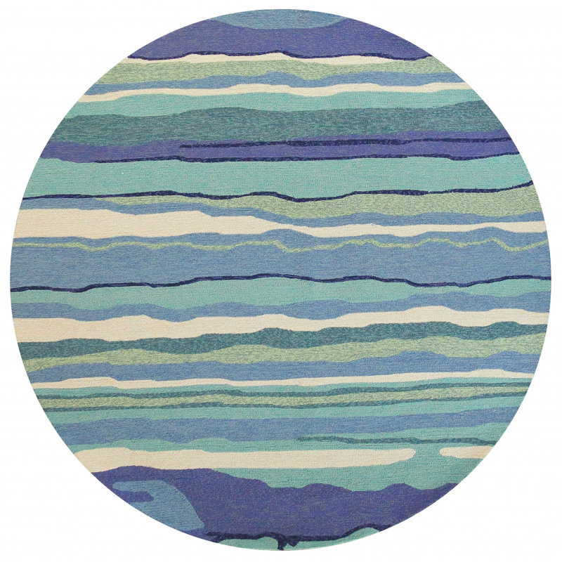 Tapis intérieur / extérieur bleu océan en polypropylène 7 pi 6 po Abstract