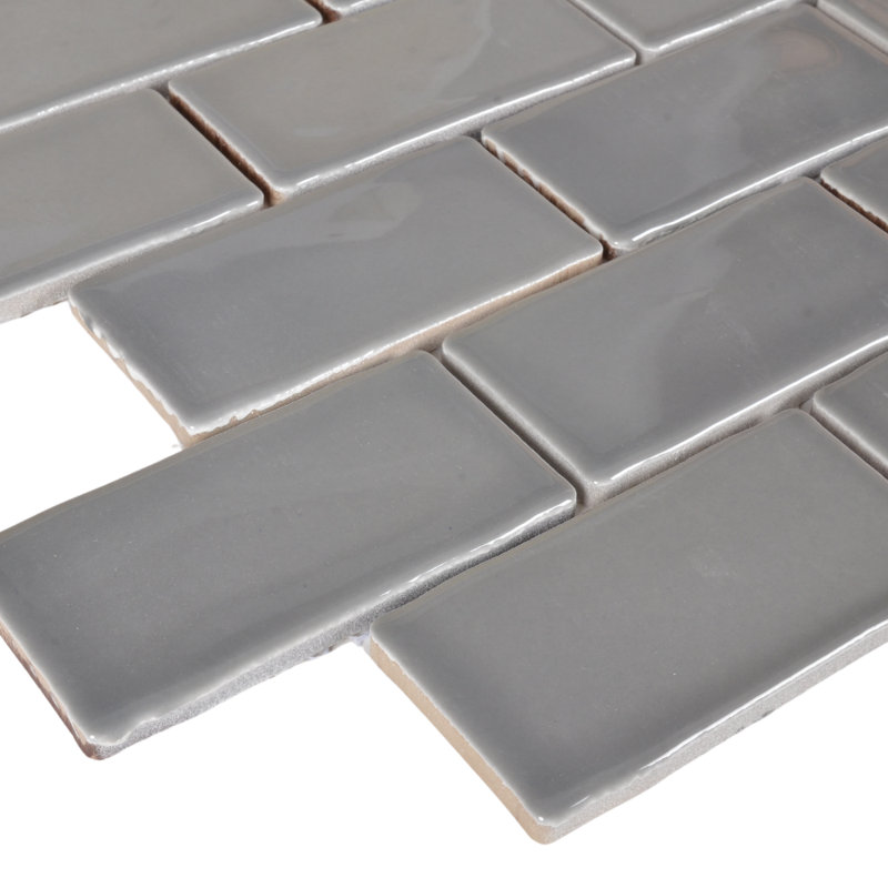 Metro Moon 14.13'' x 10.25'' Porcelain Mosaic Tile, Light Gray