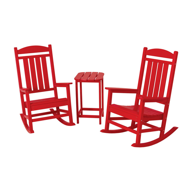 POLYWOOD Presidential Rocker 3-Piece Set, Sunset Red