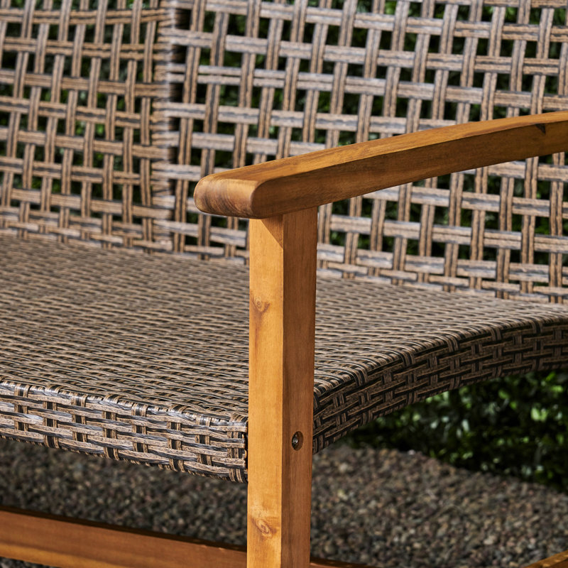 Sièges d'extérieur confortables en bois et matériaux naturels à 3 places, Natural