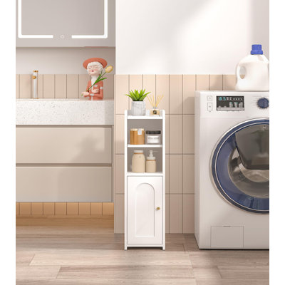 Bathroom Storage Cabinet, Corner Floor Cabinet With Doors And Adjustable Shelf