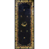 Antique Large Peking Chinese Geometric, Medallion Knotted Rug