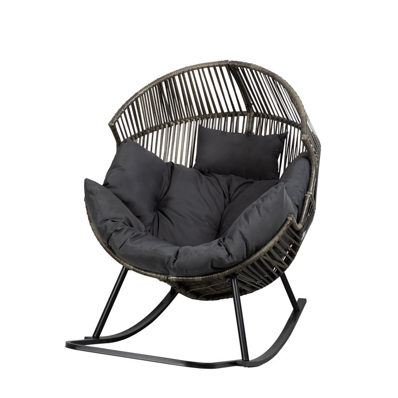 Fauteuil à bascule d'extérieur avec coussin Calcedonio, Gris / Gris foncé