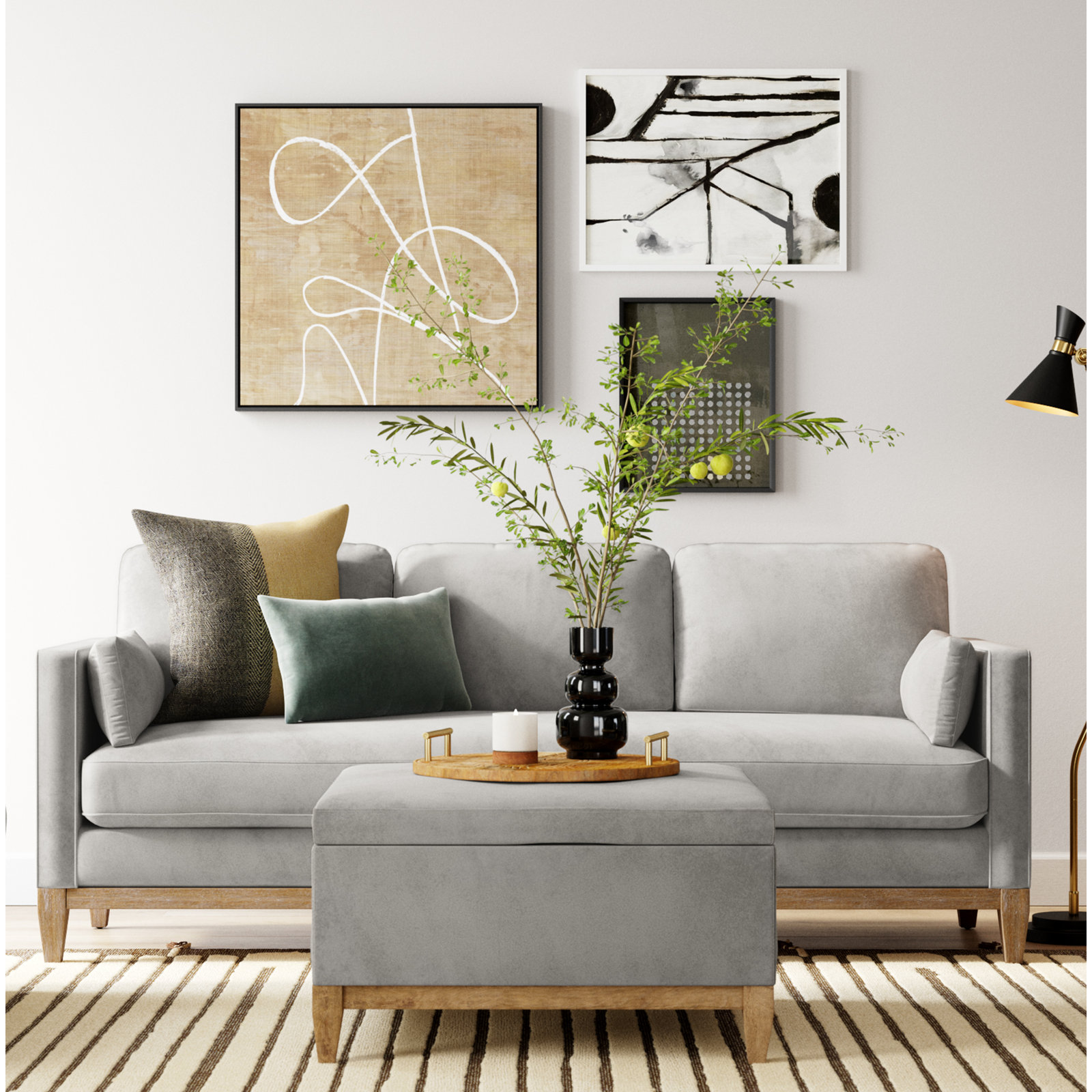 Catana "Swooping Lines" Print, 31.5" H x 31.5" W, Black