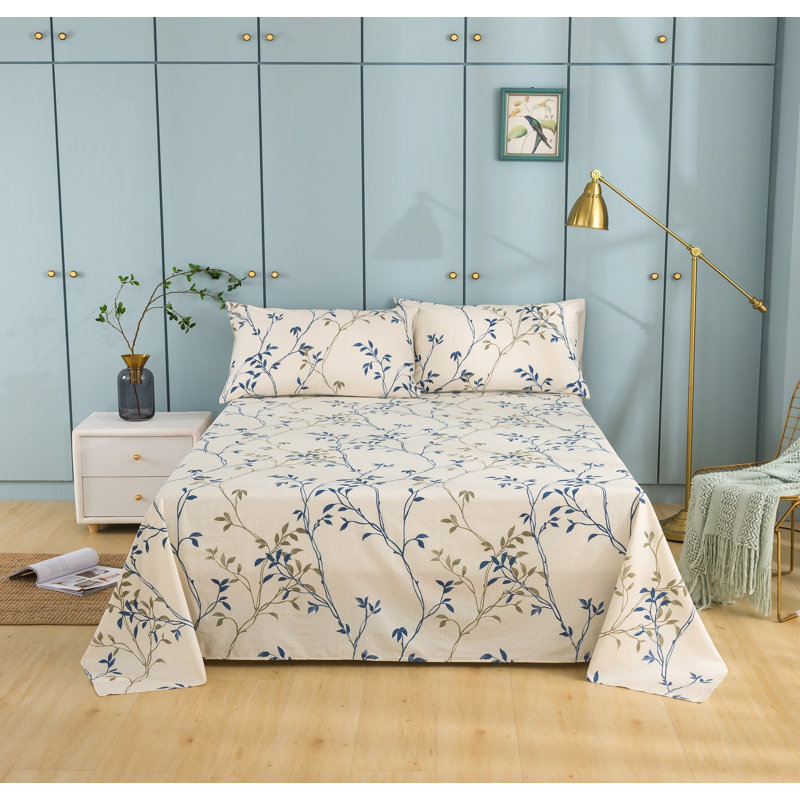 Sateen Floral Flat Sheet, Queen