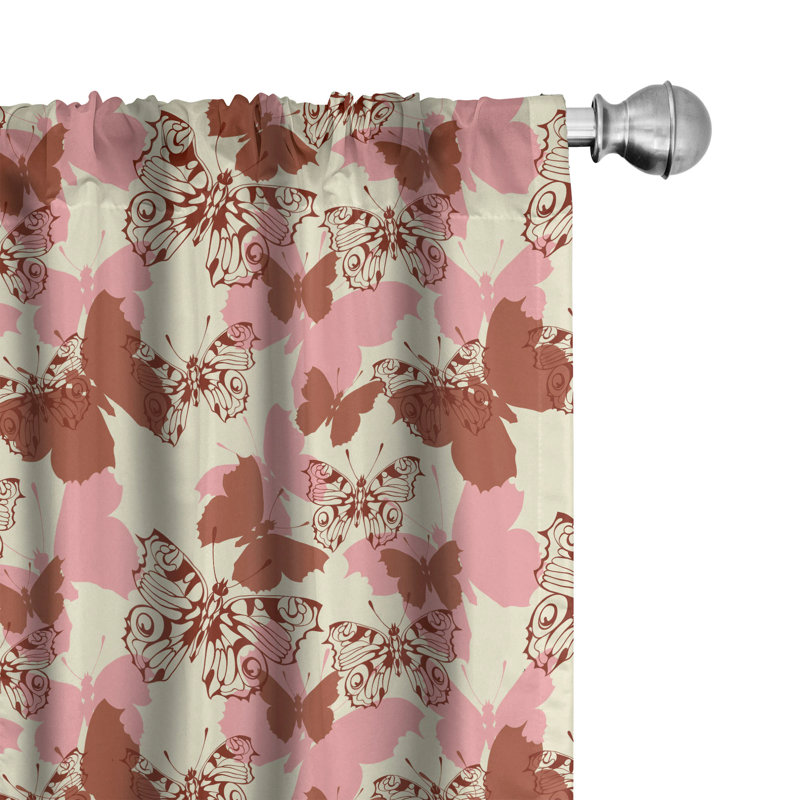 Butterfly Semi-Sheer Rod Pocket Curtain Panels, 28" x 84"