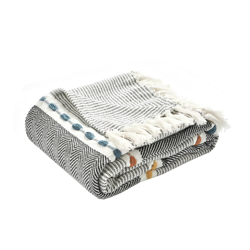 Cotton Throw, Black/Gray