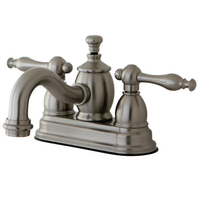 Robinet de salle de bain central à 4 poignées à 3 trous à fixation sur le comptoir avec laiton escamotable Kingston