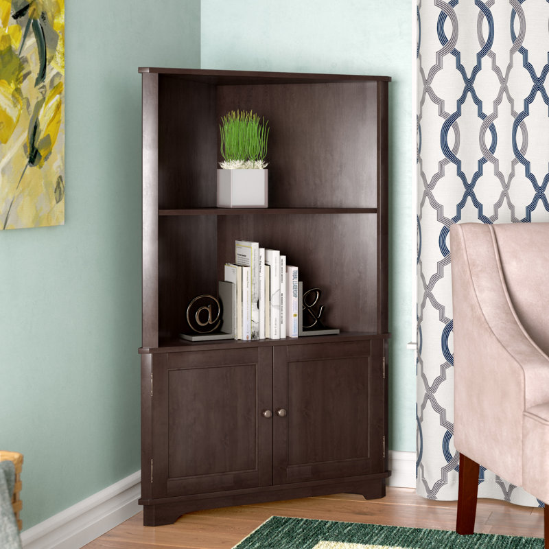 Aryana 127cm H x 81cm W Corner Bookcase, Espresso