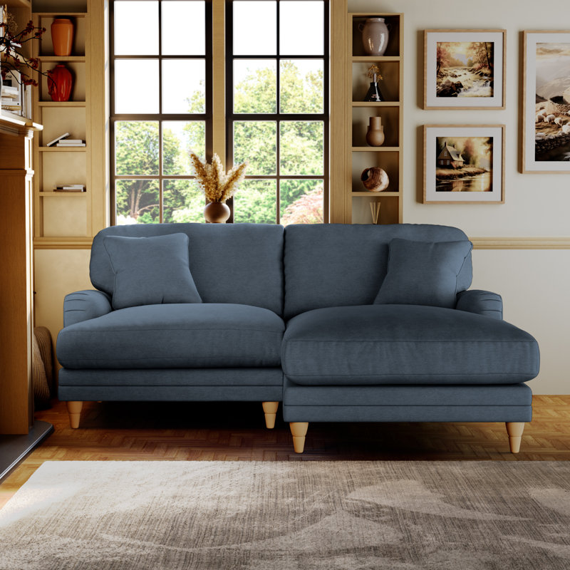 Elfur 3 Seater Sofa & Chaise, Right Hand Facing, Country Oak, Marine
