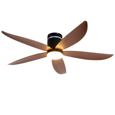 Ventilateur de plafond 52 pales 52 po en ABS avec télécommande à DEL, moteur à courant continu silencieux à 6 vitesses, ventilateur de plafond réversible, pour salon de patio, chambre à coucher, bureau, intérieur.