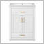 Meuble-lavabo 24 po avec lavabo en céramique intégré, armoire de salle de bain avec 2 portes, 1 tiroir basculant, meuble-lavabo simple pour salle de bain de petite et moyenne taille, blanc-630827199