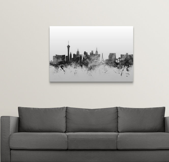 «Las Vegas Nevada Skyline» par Francy - impression d'art graphique, H 32 po x l 48 po x P 1,5 po, Toile