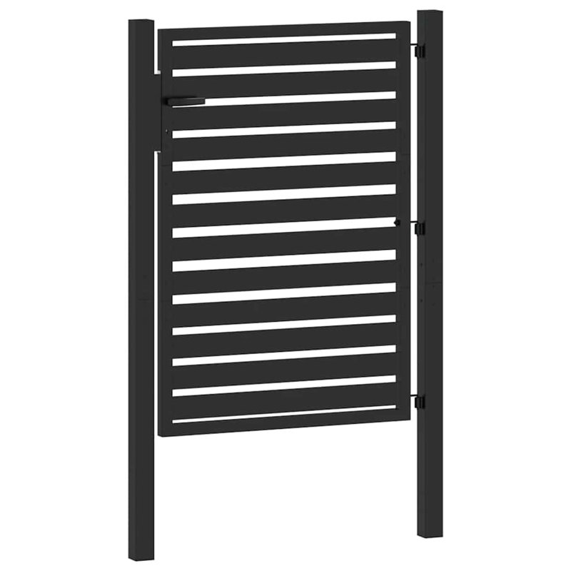 Barrière de patio verrouillable en aluminium noir Vidaxl, H 5,2 pi x l 10,1 pi