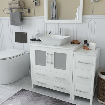  Framed 29.9" Single Bathroom Vanity Set with Mirror