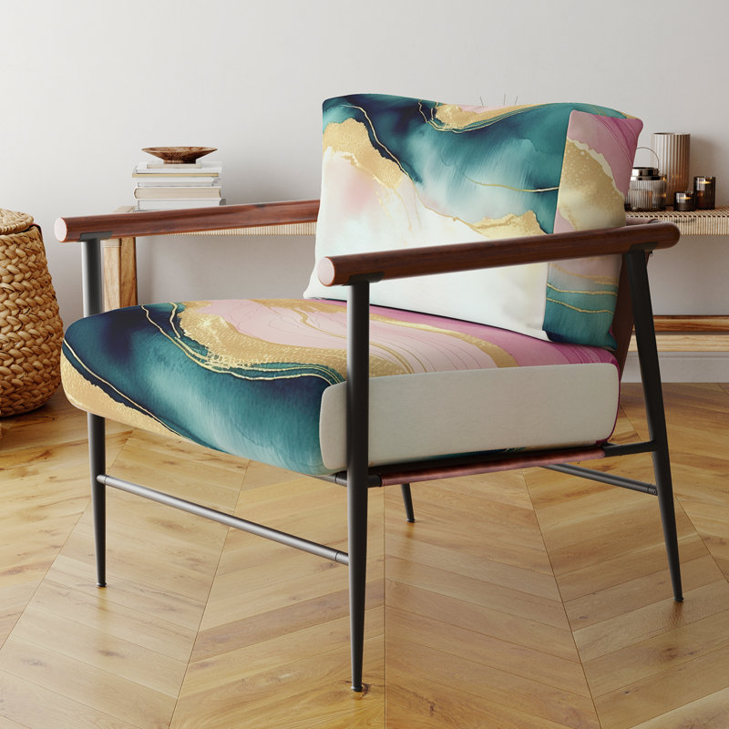 Cullivan - Fauteuil d'appoint rembourré en marbre, Noir, noir, noir, noir