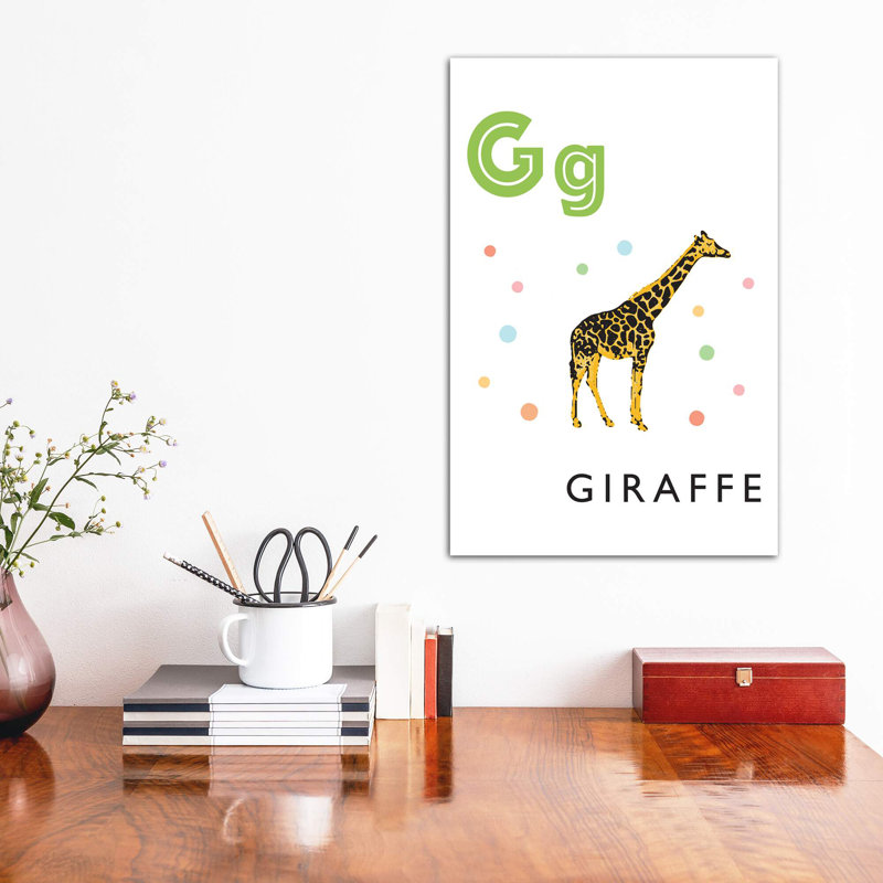Alphabet Flash Card G - impression d'art graphique, H 60 po x l 40po x P 1,5 po, Pas de tapis, Toile tendue