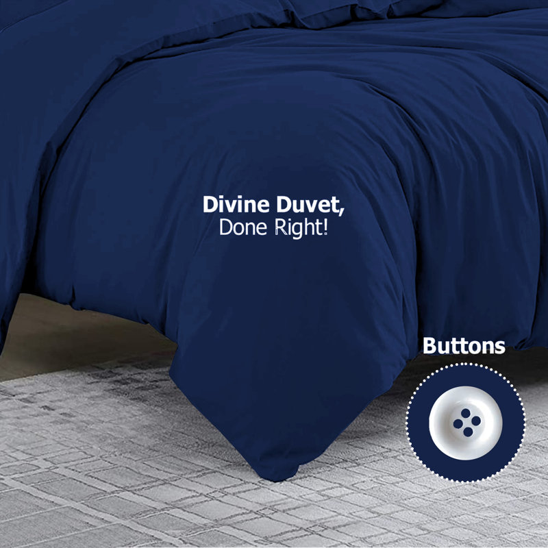 Klarita 100% Microfiber 300TC Reversible Duvet Cover Set with Pillowcase, Single - 1 Pillowcase (50 x 75 cm), Navy