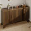 Mid-century Modern Fluted Buffet Cabinet, 55" Storage Sideboard With Doors - Walnut Brown