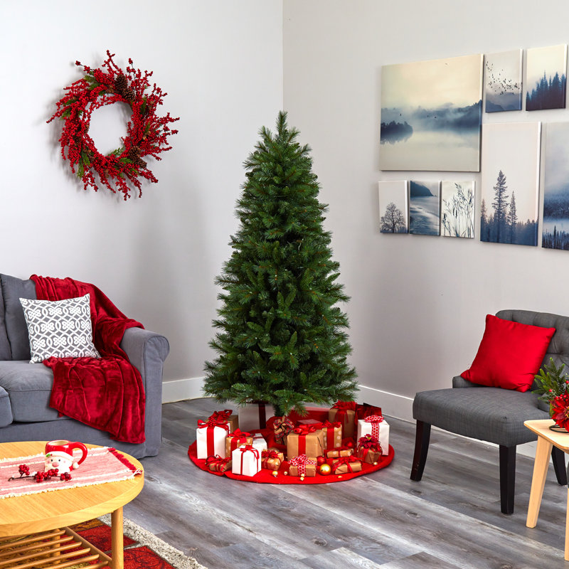 4Ft. West Virginia Mountain Pine Artificial Christmas Tree With 100 Clear Lights And 322 Bendable Branches, 6' H