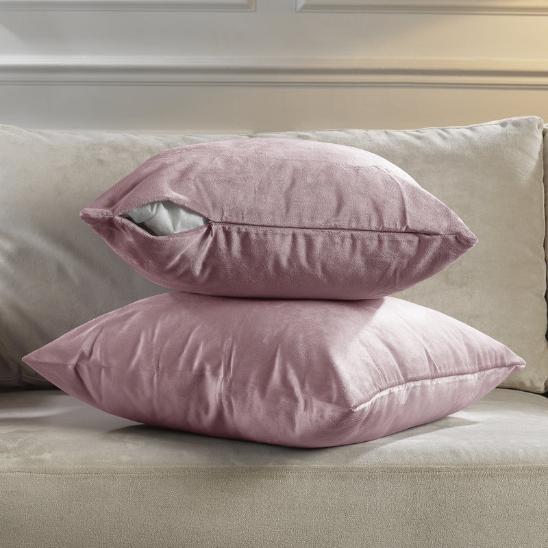 Housse de coussin en velours mat, 18 po x 18 po, 75 - rose
