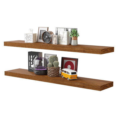 Floating Shelves Set Of 2, Premium Engineered Wood Wall Shelves With Heavy Duty Brackets For Bathroom, Living Room, Bedroom, 1.75 Inches,Length: 31.5 inches