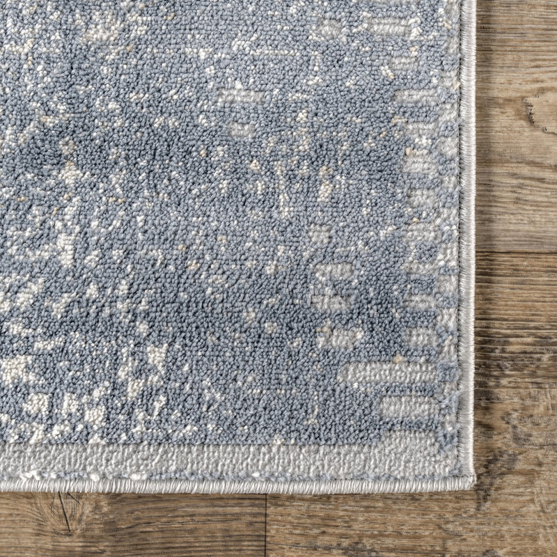Tapis décoratif abstrait pour le salon, la chambre, la salle à manger et la cuisine, bleu / ivoire, Rectangle 12 pi x 15 pi