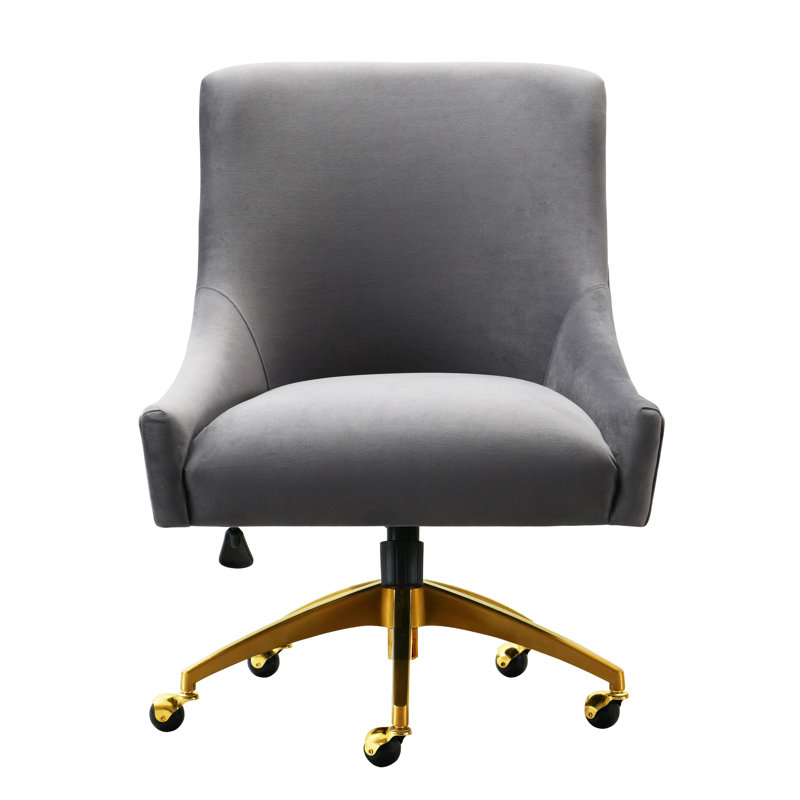 Chaise de travail Crete, Velours gris