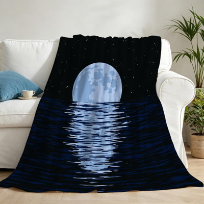 Blue Ultra Soft Flannel Fleece Throw Blanket,Sea and  Single-Sided Print
