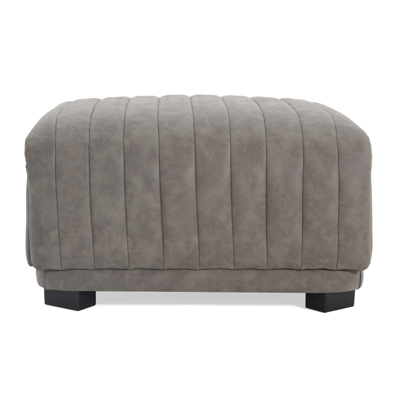 Degeorge 32" Wide Contemporary Channel Tufted Storage Ottoman With 2 Drawers, Gray