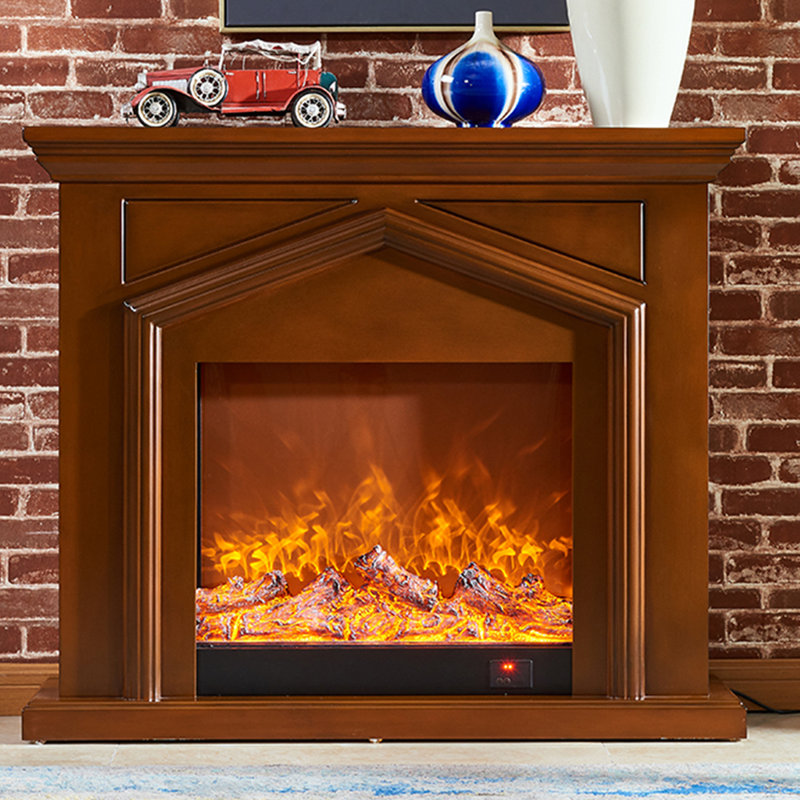 Foyer électrique en bois massif, H 40,16 po x l 47,24 po x P 12,99 po, Brun
