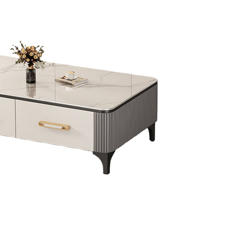 Table basse de luxe Italian Light, 15.74" H x 39.37" L x 19.68" W, Noir, Blanc/Noir