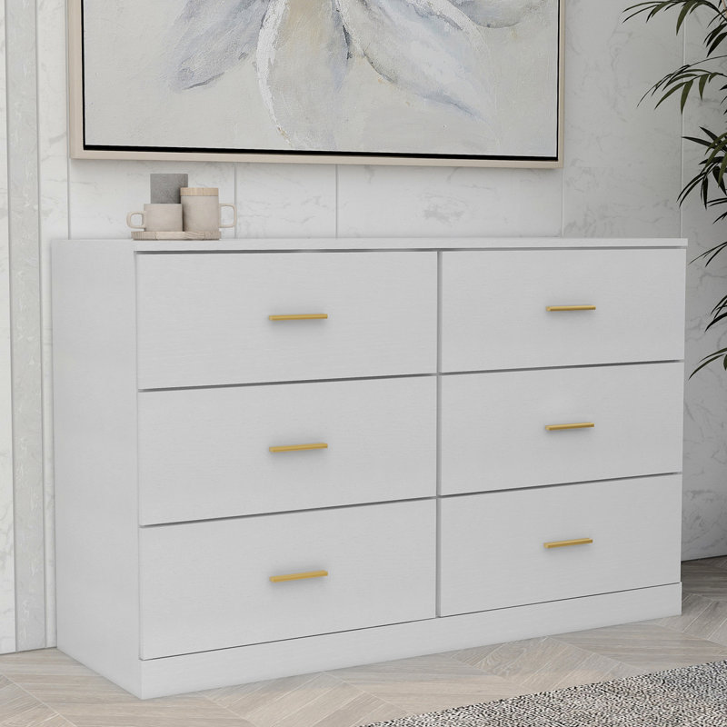 Commode moderne à 6 tiroirs pour la chambre à coucher - Vaste commode avec rangement, robuste et sécuritaire