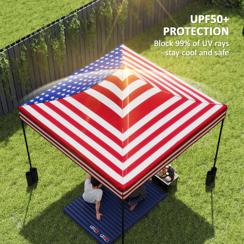 Housse de remplacement pour auvent 10 'x 10' avec 4 sacs de poids et 8 trous de drainage, couvercle de remplacement pour auvent Pop Up UPF50 +, drapeau américain