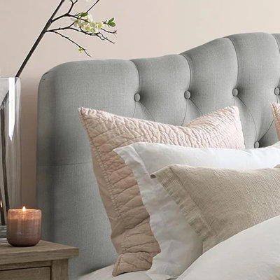 Linen Upholstered Headboard-Modern-Adjustable Height-Button Tufting