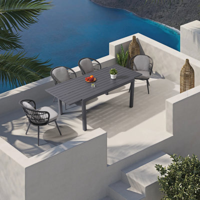 Outdoor Aluminum Dining Set For 4-8 With Extendable Table